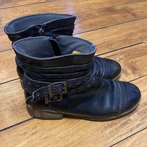 Caterpillar Black Leather Ankle Boots